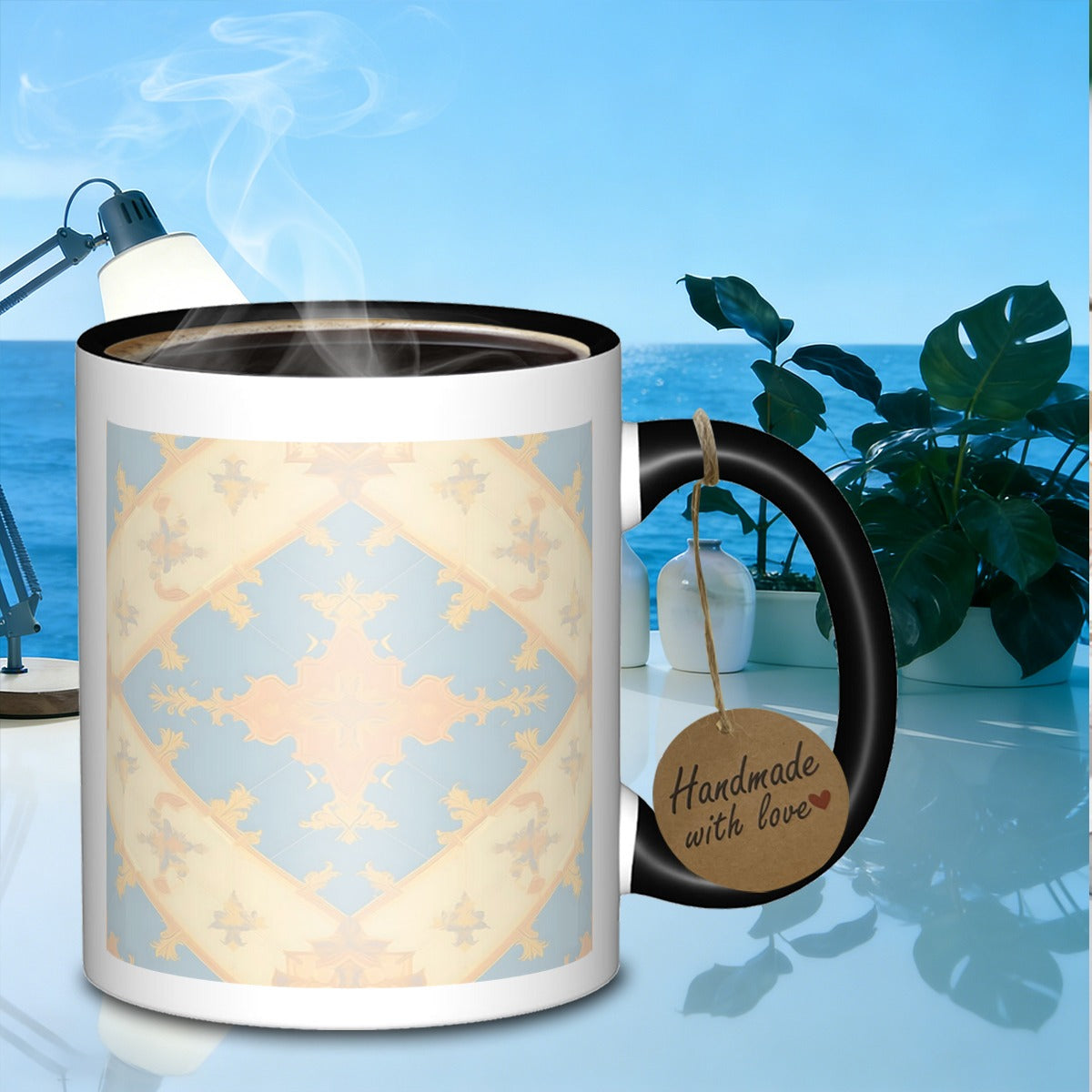 Tailorly Black Accent 11 oz Mug - decorative tile design