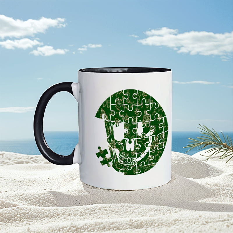 Tailorly Black Accent 11 oz Mug - humorous art skull puzzle
