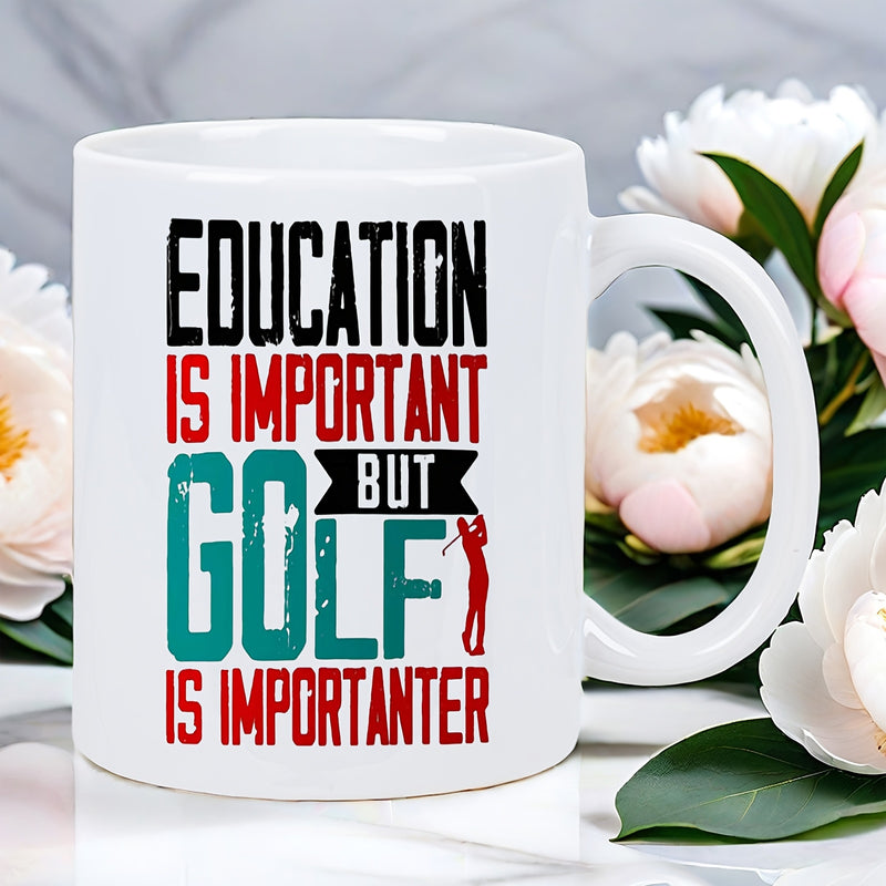 Tailorly White Ceramic 11 oz Mug - golfer