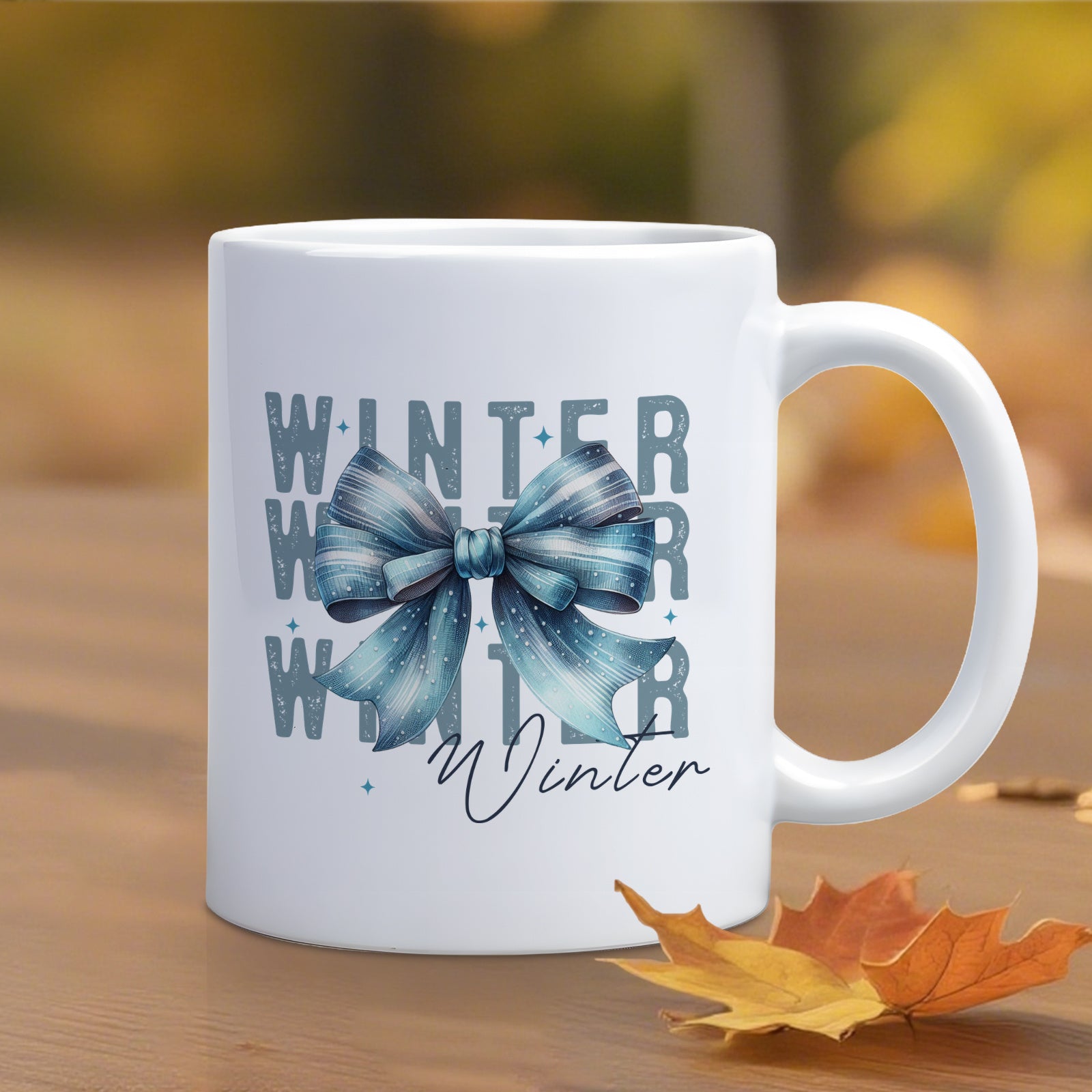 Tailorly White Ceramic 11 oz Mug - blue ribbon