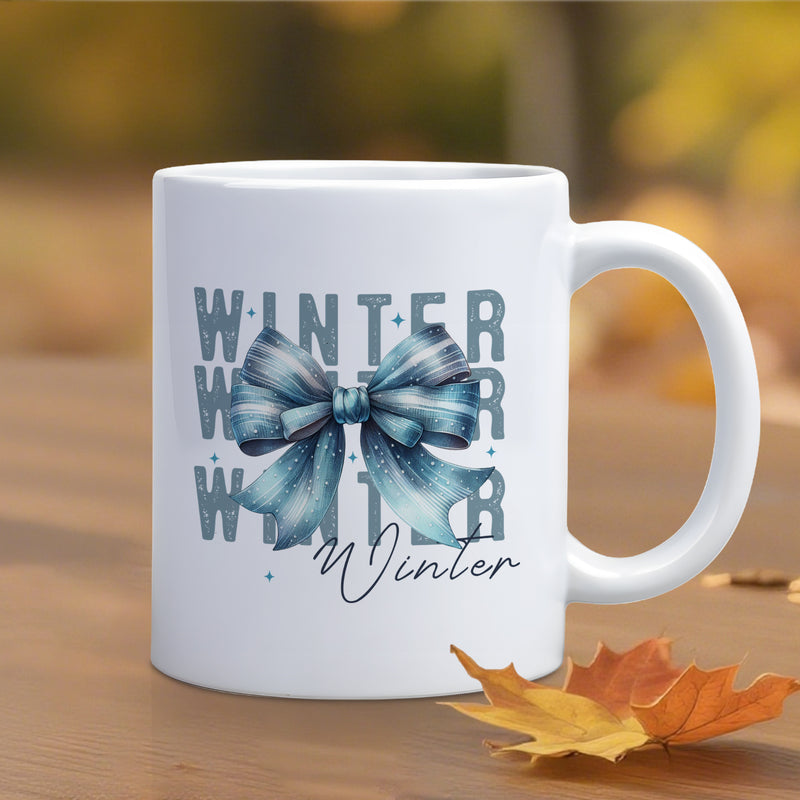 Tailorly White Ceramic 11 oz Mug - blue ribbon