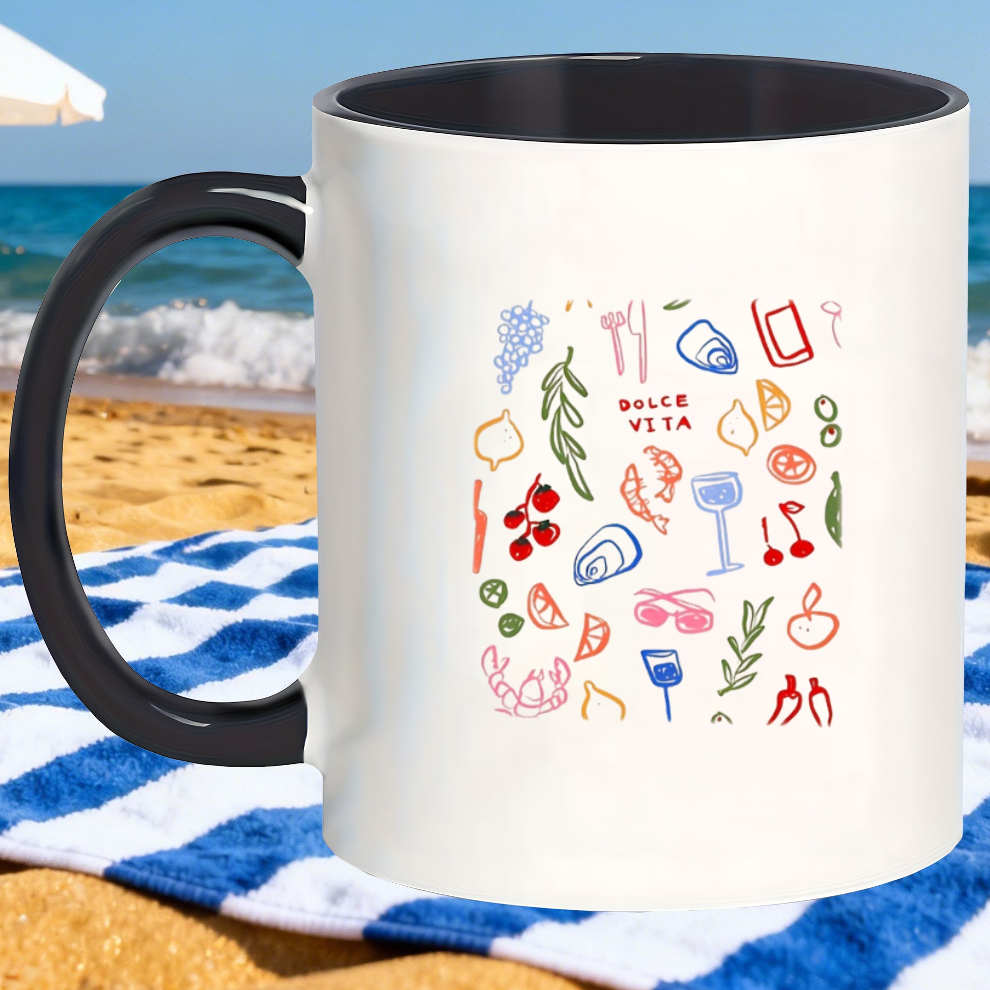 Tailorly Black Accent 11 oz Mug - minimalist matte dishwasher safe daily large food wine themed