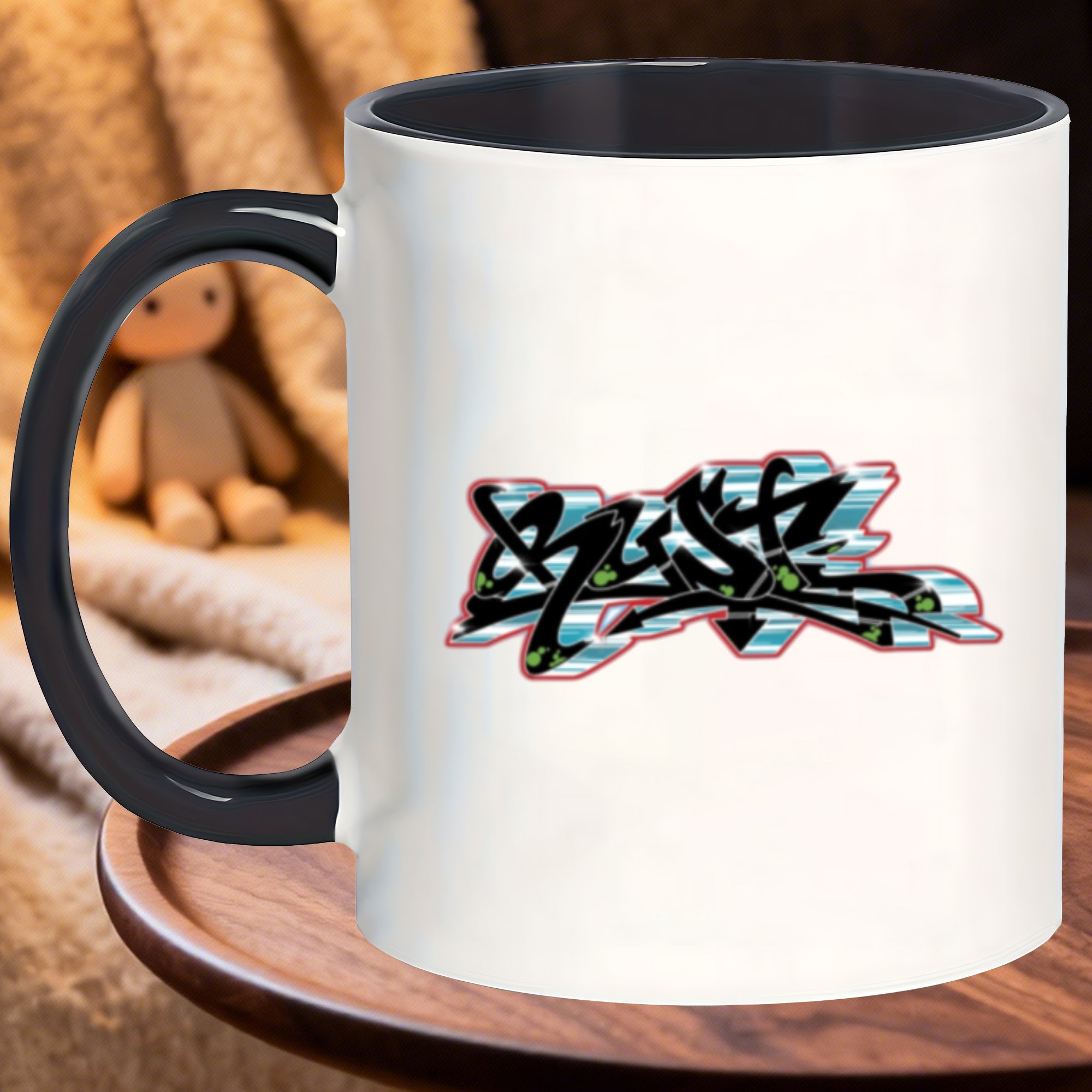 Tailorly Black Accent 11 oz Mug - durable porcelain insulated mugs for the office meeting drinks breakfast smoothies and tea from the