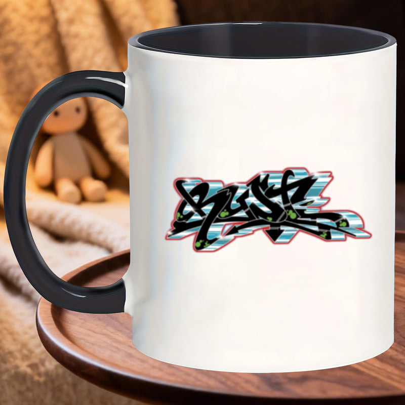 Tailorly Black Accent 11 oz Mug - durable porcelain insulated mugs for the office meeting drinks breakfast smoothies and tea from the