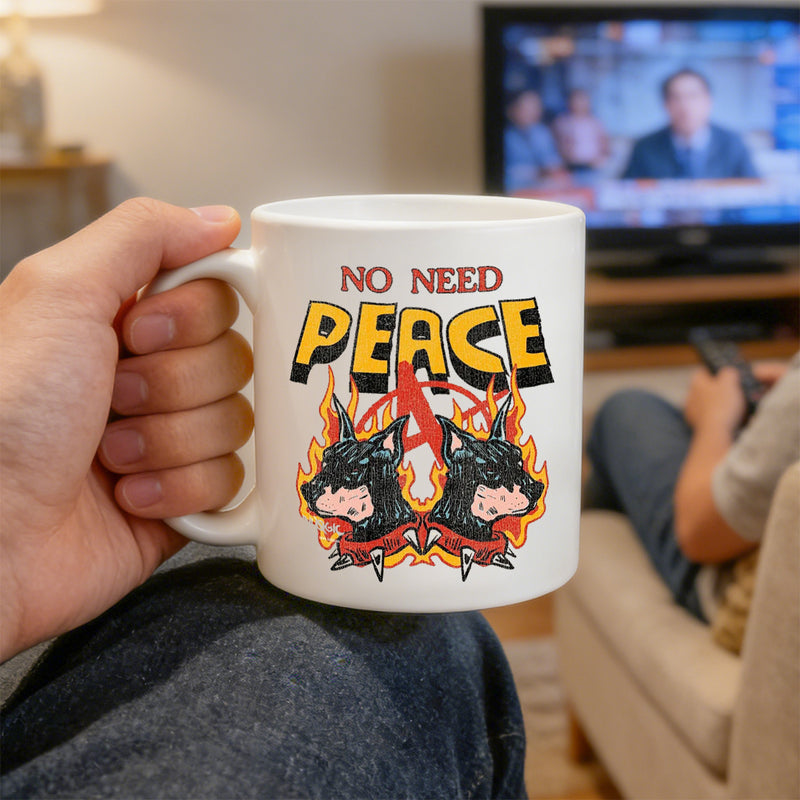 Tailorly White Ceramic 11 oz Mug - peace punk dobermans