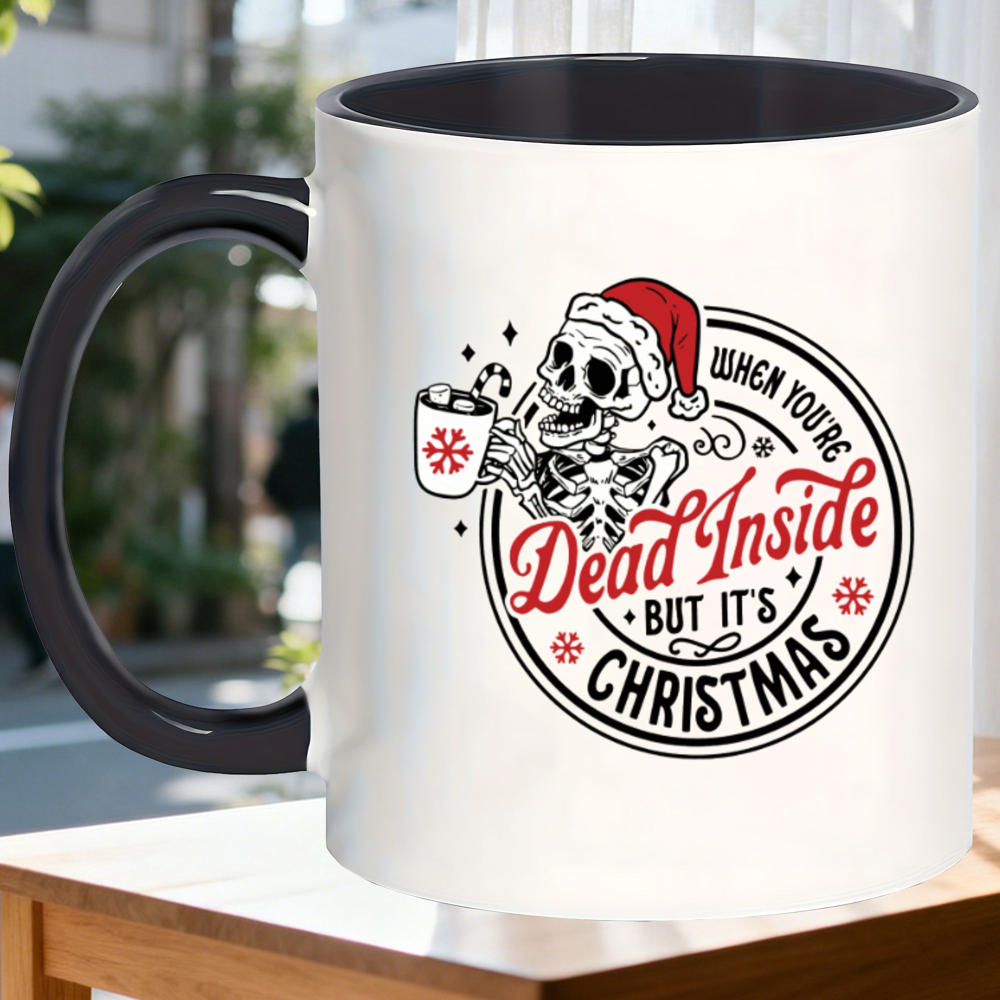 Tailorly Black Accent 11 oz Mug - funny tea mug with handle but its christmas ideal for birthday gift ceramic round shape hand wash