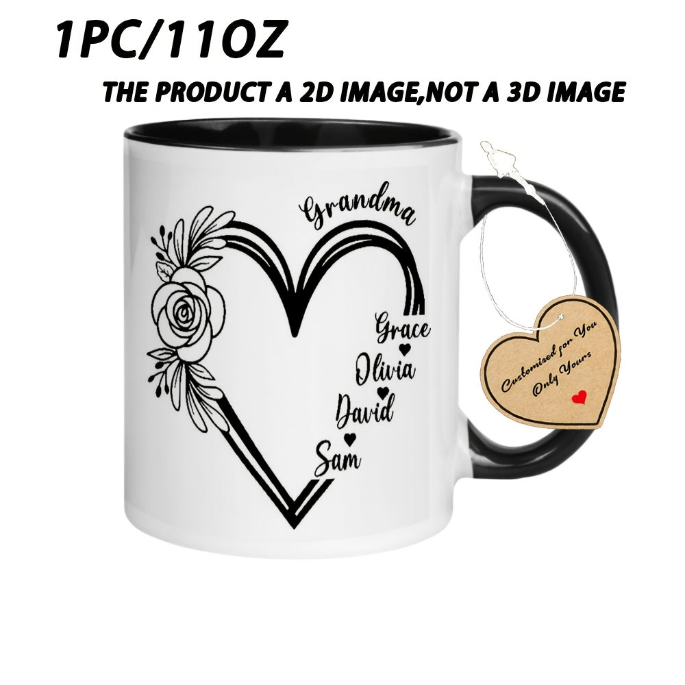 Tailorly Black Accent 11 oz Mug - Heart and rose