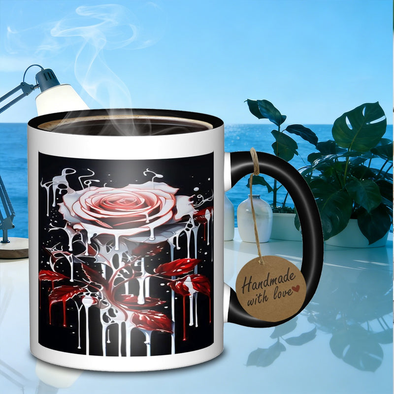 Tailorly Black Accent 11 oz Mug - bleeding rose