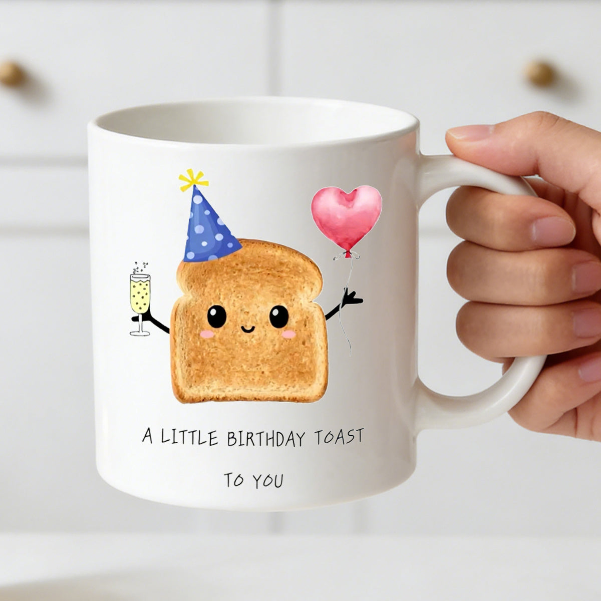 Tailorly White Ceramic 11 oz Mug - toast character
