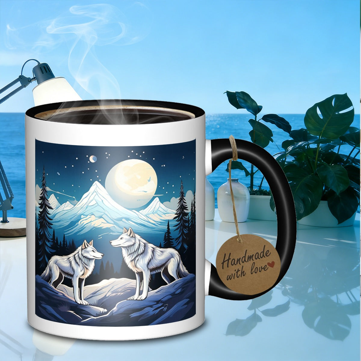 Tailorly Black Accent 11 oz Mug - mountain scene