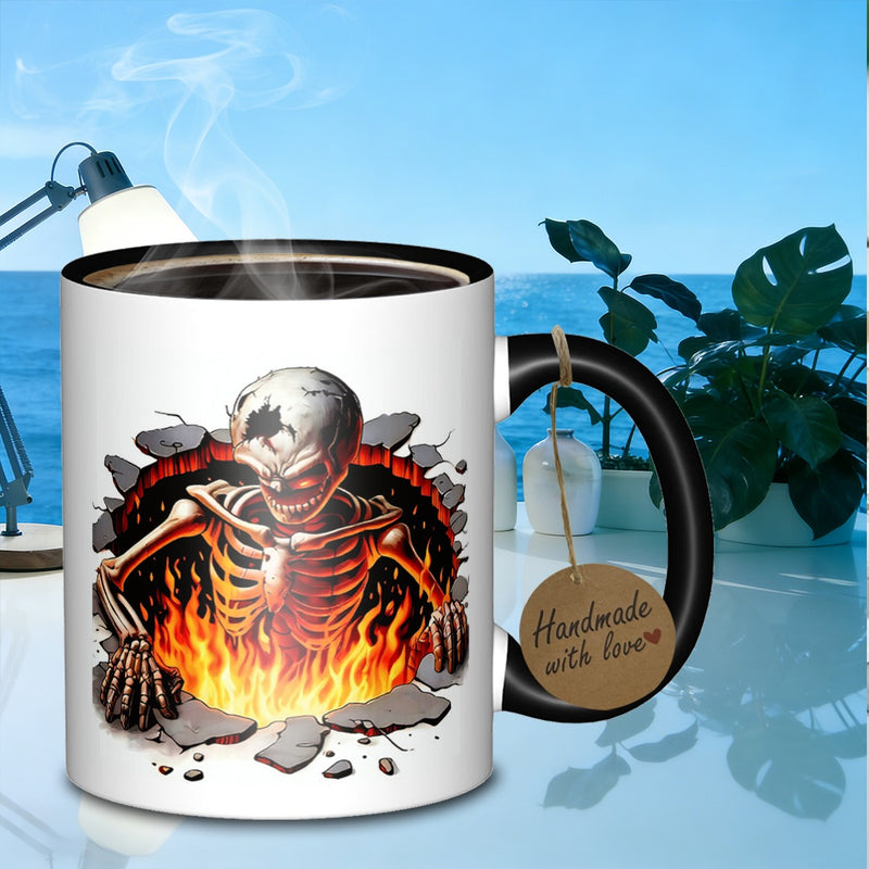Tailorly Black Accent 11 oz Mug - skeleton design
