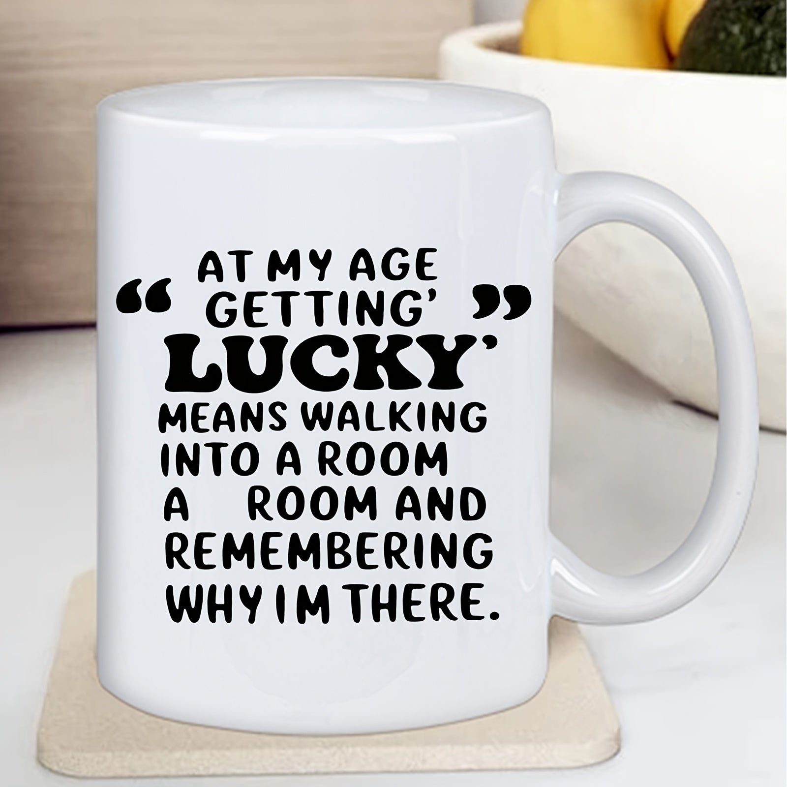 Tailorly White Ceramic 11 oz Mug - funny text "wake up to a room full of"