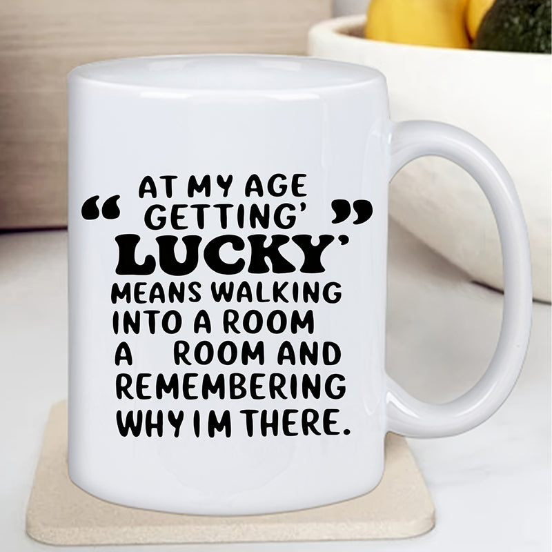 Tailorly White Ceramic 11 oz Mug - funny text "wake up to a room full of"