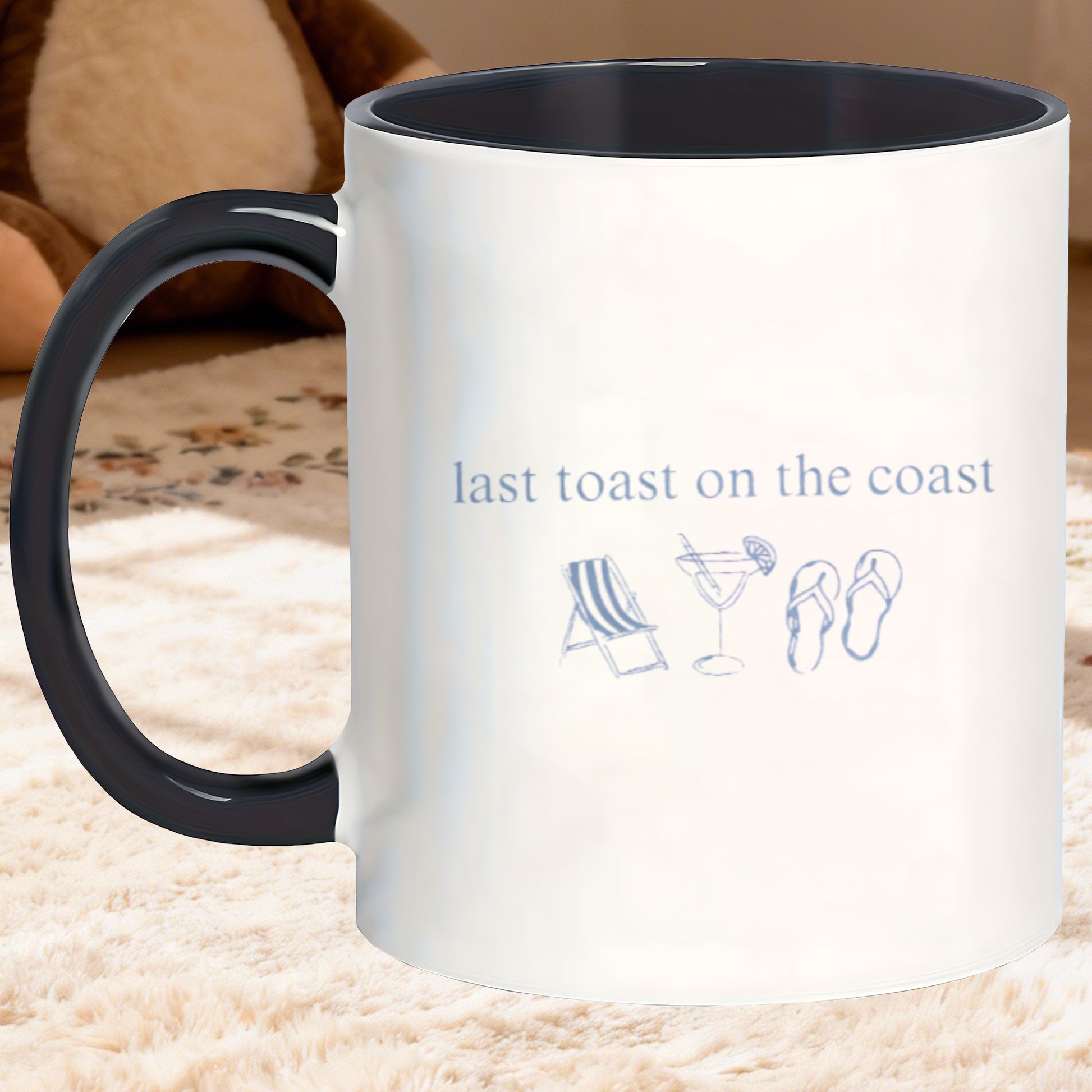 Tailorly Black Accent 11 oz Mug - coastal pattern