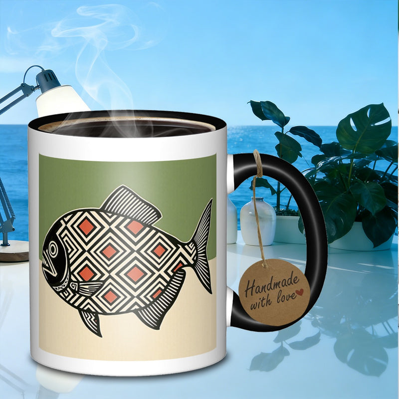 Tailorly Black Accent 11 oz Mug - patterned silhouette