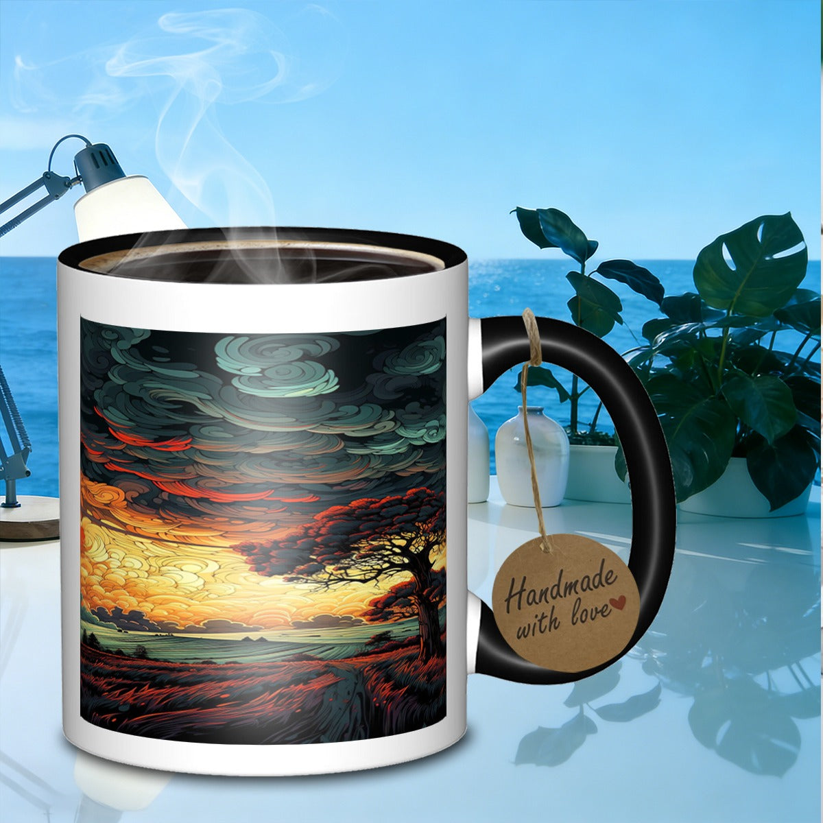 Tailorly Black Accent 11 oz Mug - landscape vista