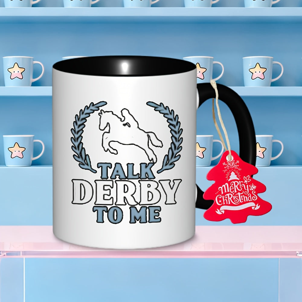 Tailorly Black Accent 11 oz Mug - derby themed with horseshoe design