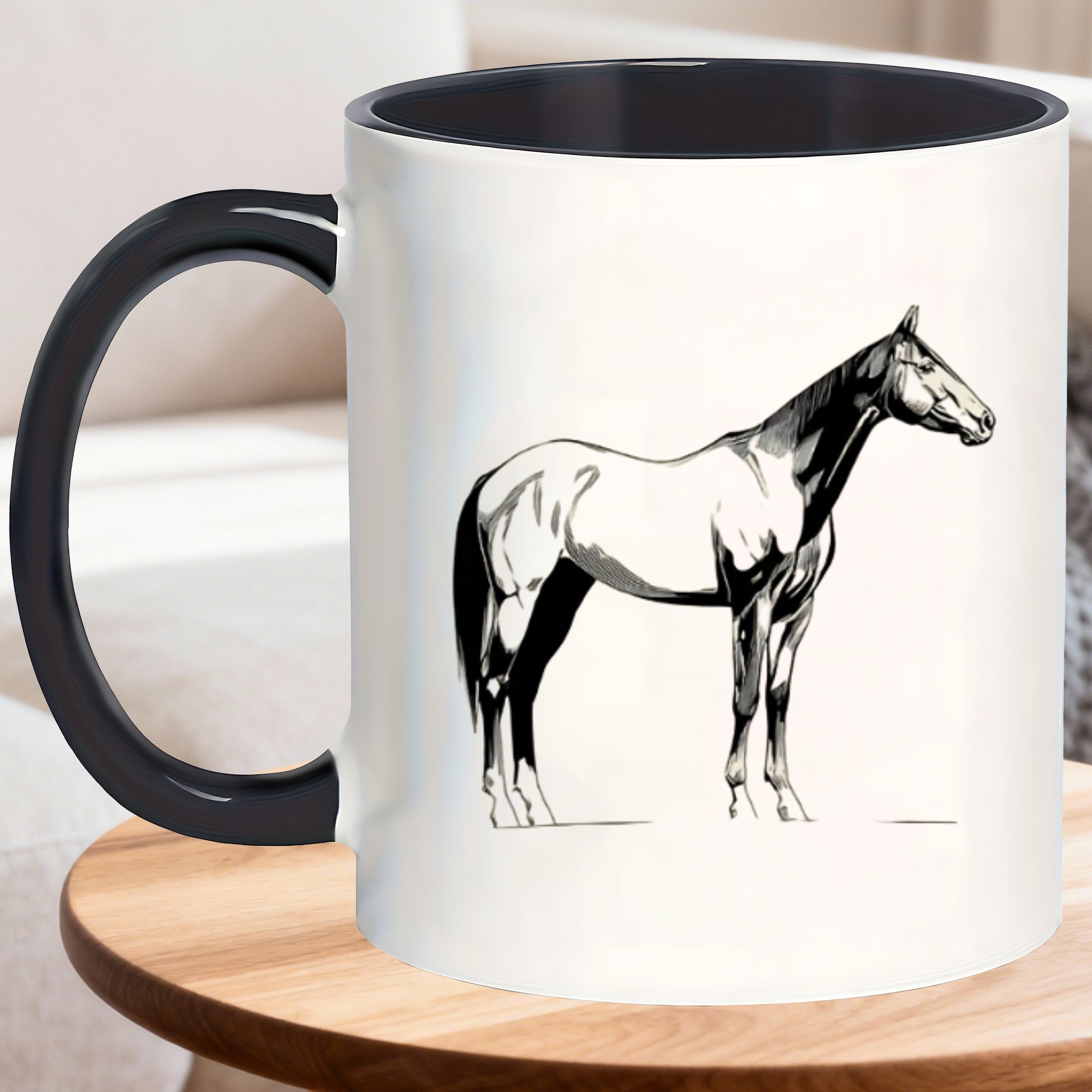 Tailorly Black Accent 11 oz Mug - horse