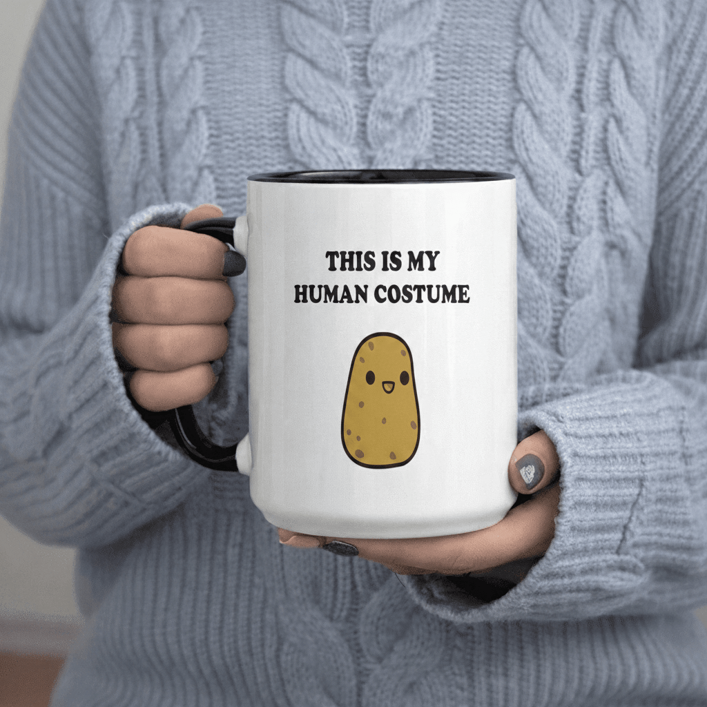 Tailorly Black Accent 11 oz Mug - Human costume potato funny joke