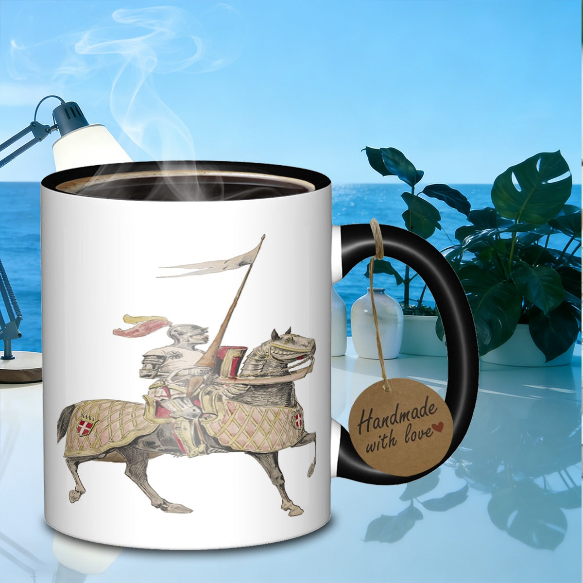 Tailorly Black Accent 11 oz Mug - medieval knight