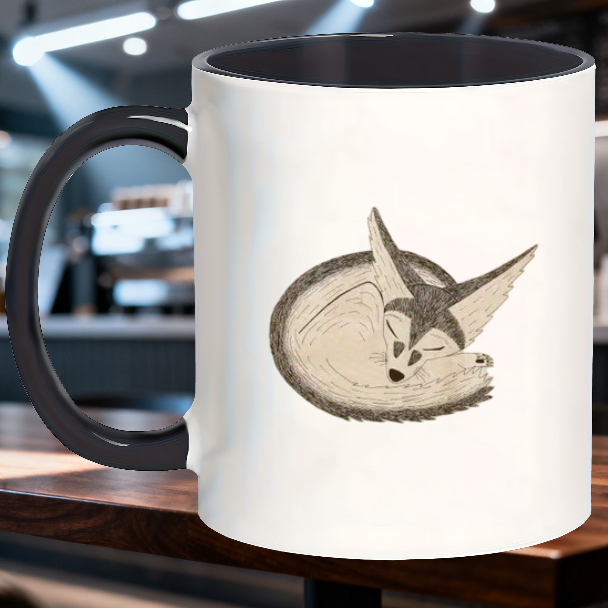 Tailorly Black Accent 11 oz Mug - fox illustration
