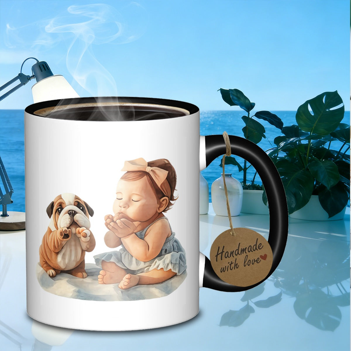 Tailorly Black Accent 11 oz Mug - bulldog companion