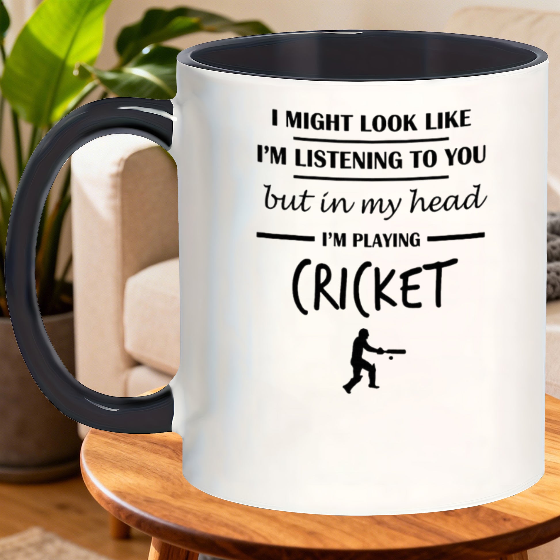 Tailorly Black Accent 11 oz Mug - cricket themed mugs presents for men humorous birthday and christmas gifts