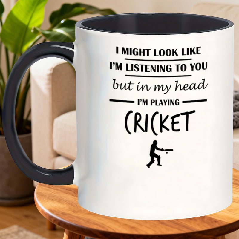 Tailorly Black Accent 11 oz Mug - cricket themed mugs presents for men humorous birthday and christmas gifts