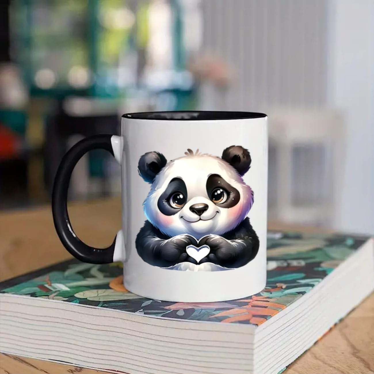 Tailorly Black Accent 11 oz Mug - cute panda