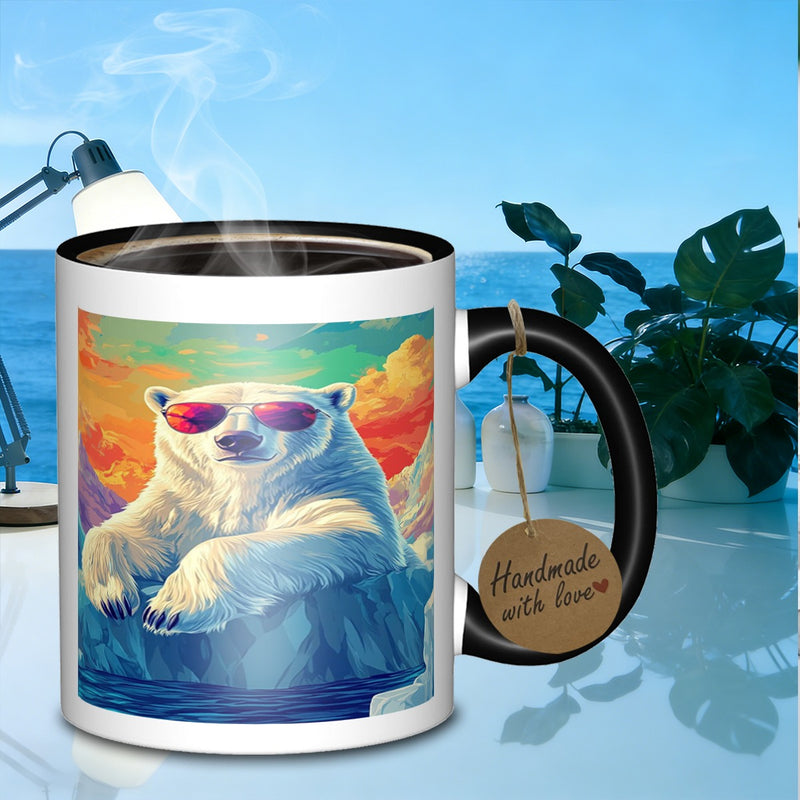Tailorly Black Accent 11 oz Mug - polar bear portrait
