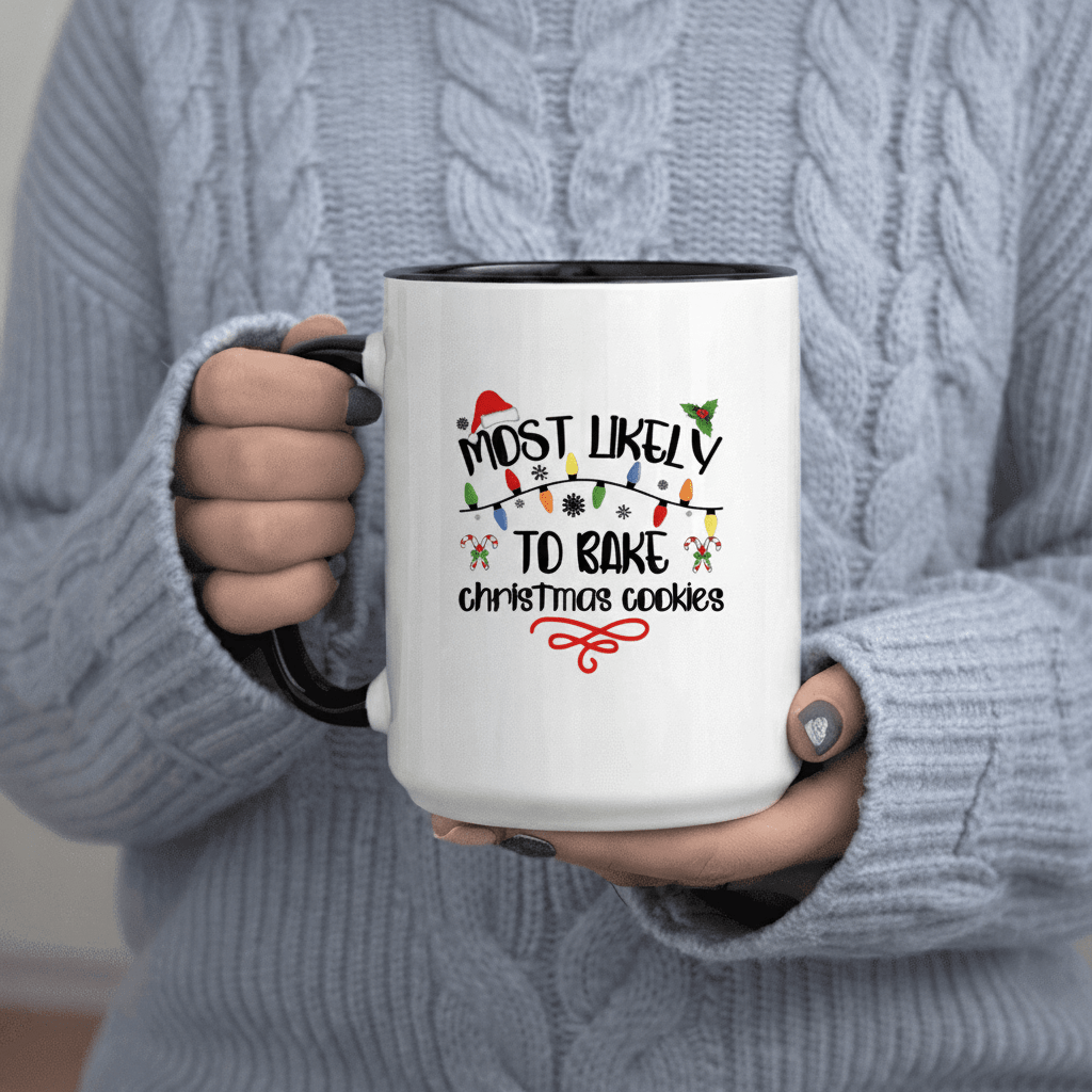 Tailorly Black Accent 11 oz Mug - Bake Christmas Holiday Design