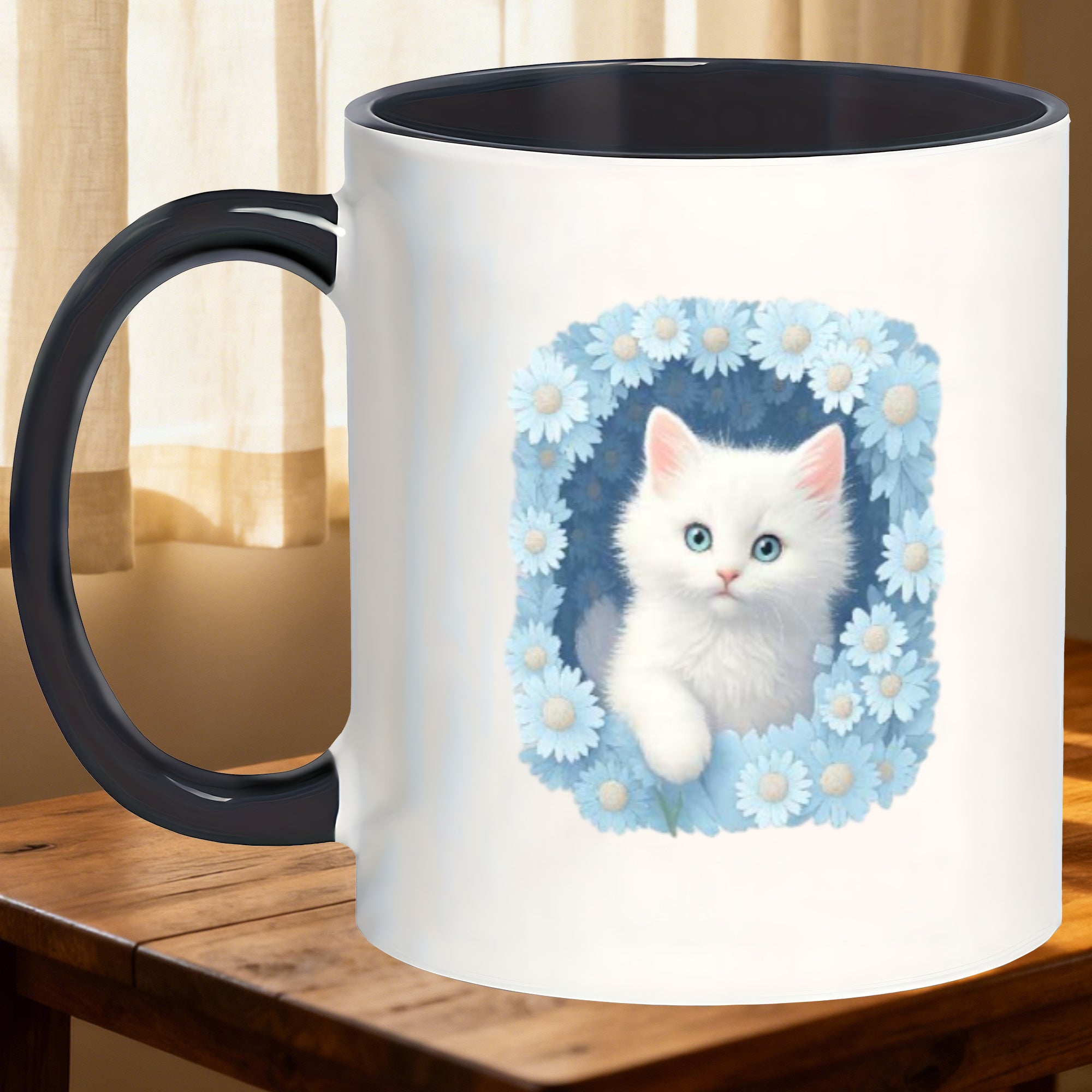 Tailorly Black Accent 11 oz Mug - kitty