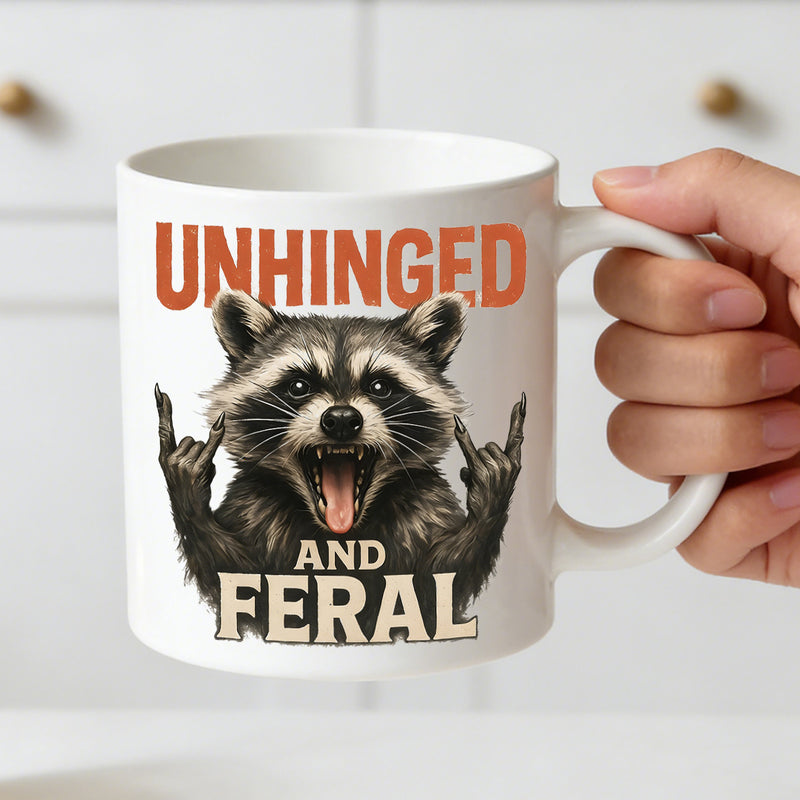 Tailorly White Ceramic 11 oz Mug - raccoon