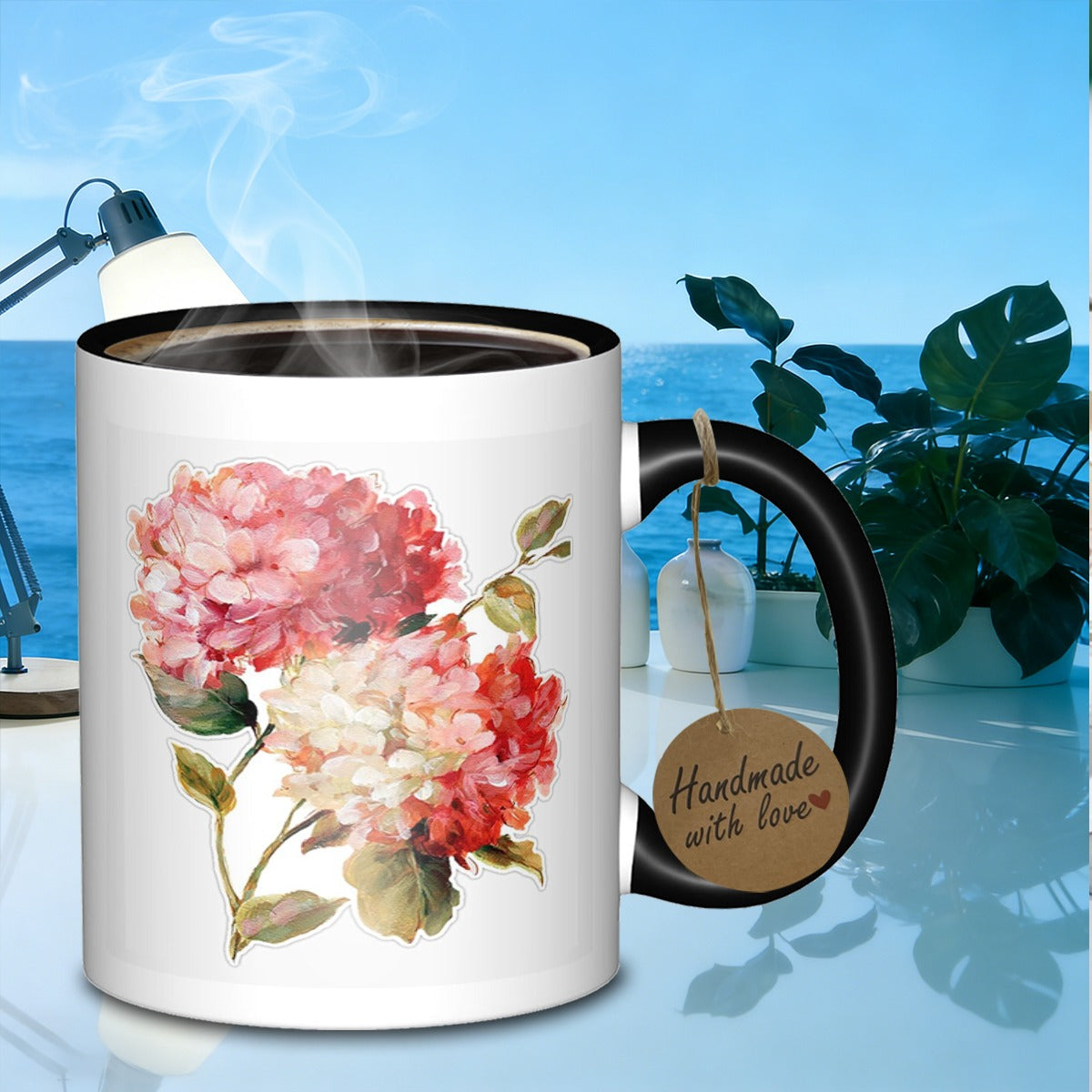 Tailorly Black Accent 11 oz Mug - pink floral ceramic mug suitable for office and used as a gift_8e2d56c5a8714941b7a78d11b8cb858e