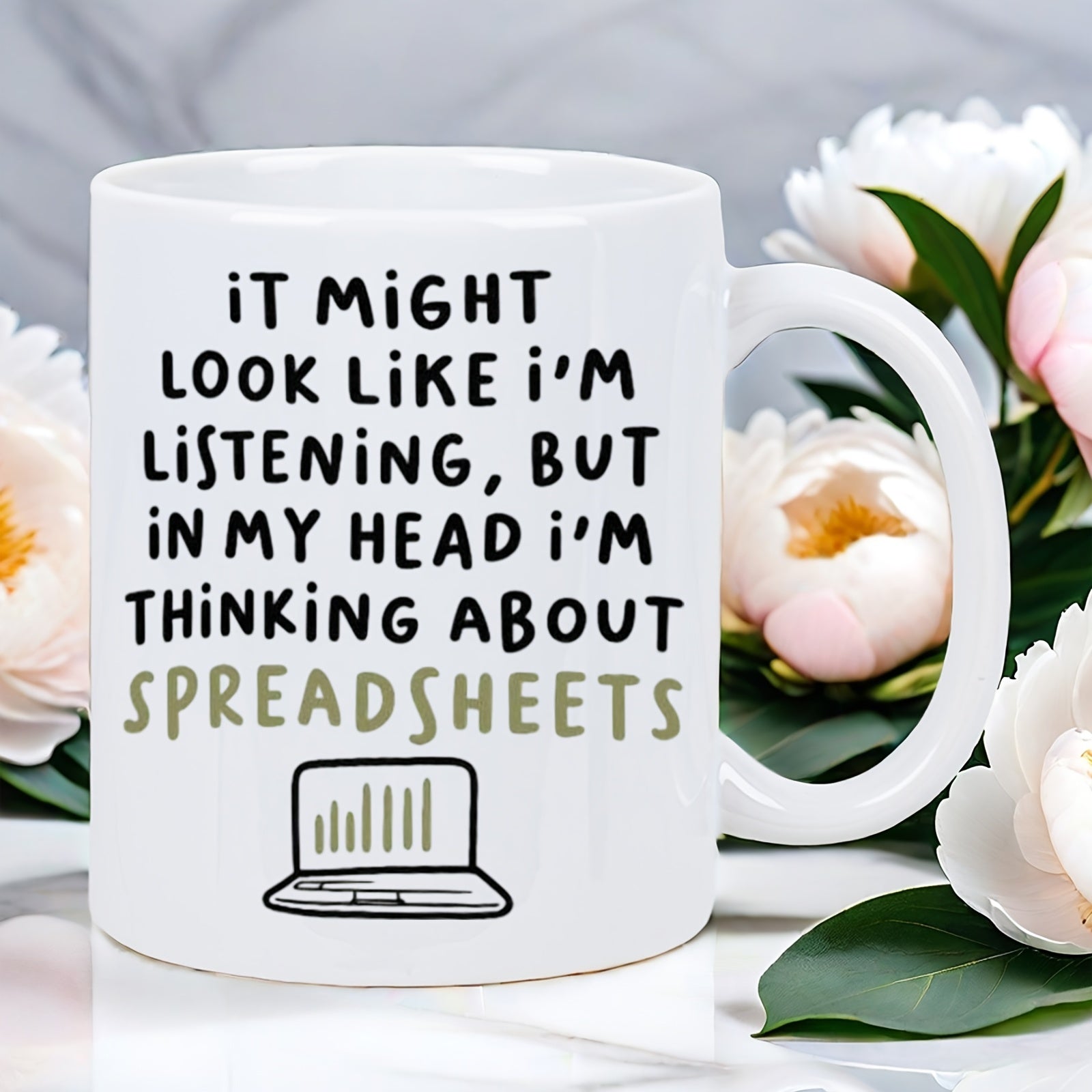 Tailorly White Ceramic 11 oz Mug - spreadsheets