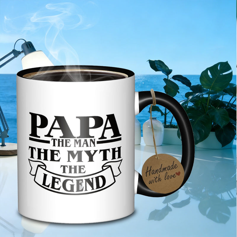 Tailorly Black Accent 11 oz Mug - papa legend sayingvloggers text