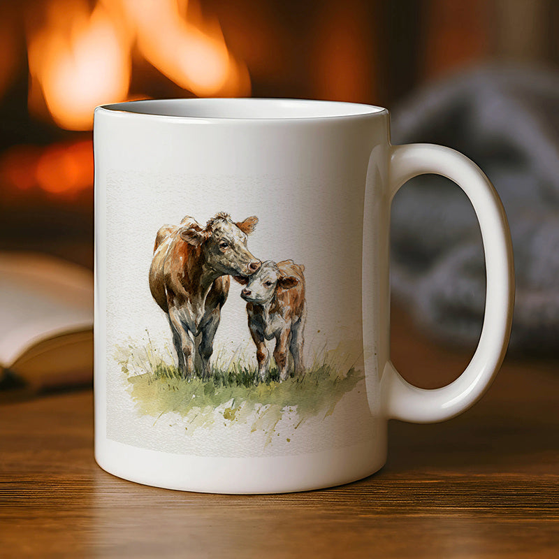 Tailorly White Ceramic 11 oz Mug - farm animal