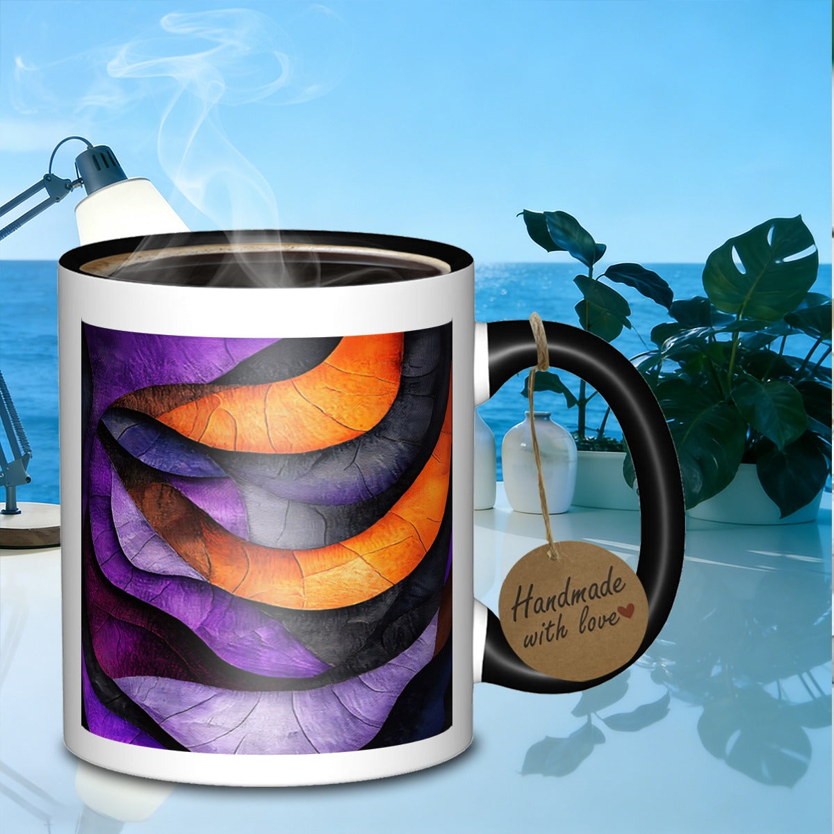 Tailorly Black Accent 11 oz Mug - flowing curves