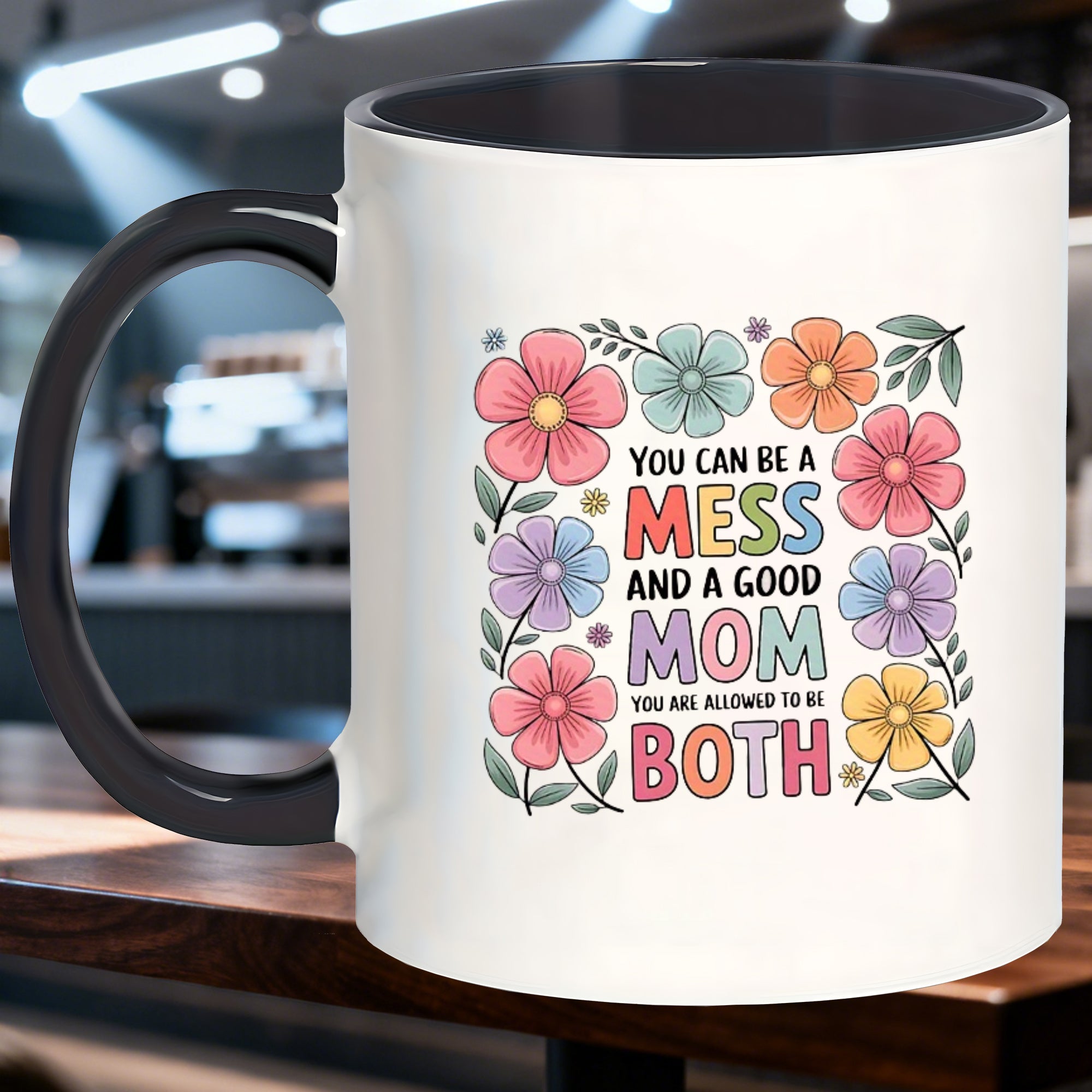 Tailorly Black Accent 11 oz Mug - durable insulated porcelain mugs for the office creative teachers and who reusable drinkware ideal for home or