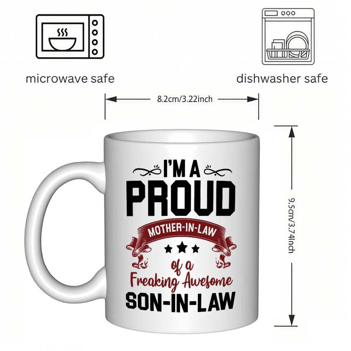 Tailorly White Ceramic 11 oz Mug - text: "to have an amazing son in law"， Halloween themed design