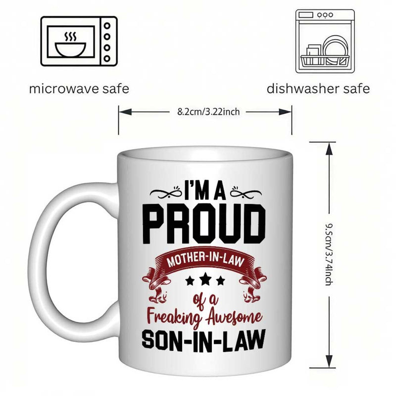 Tailorly White Ceramic 11 oz Mug - text: "to have an amazing son in law"， Halloween themed design