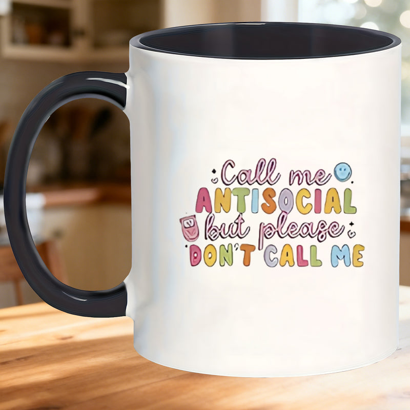 Tailorly Black Accent 11 oz Mug - non slip design that retains heat antisocial but please dont