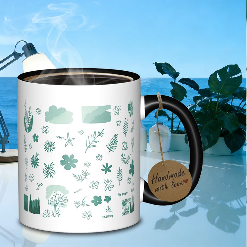 Tailorly Black Accent 11 oz Mug - floral