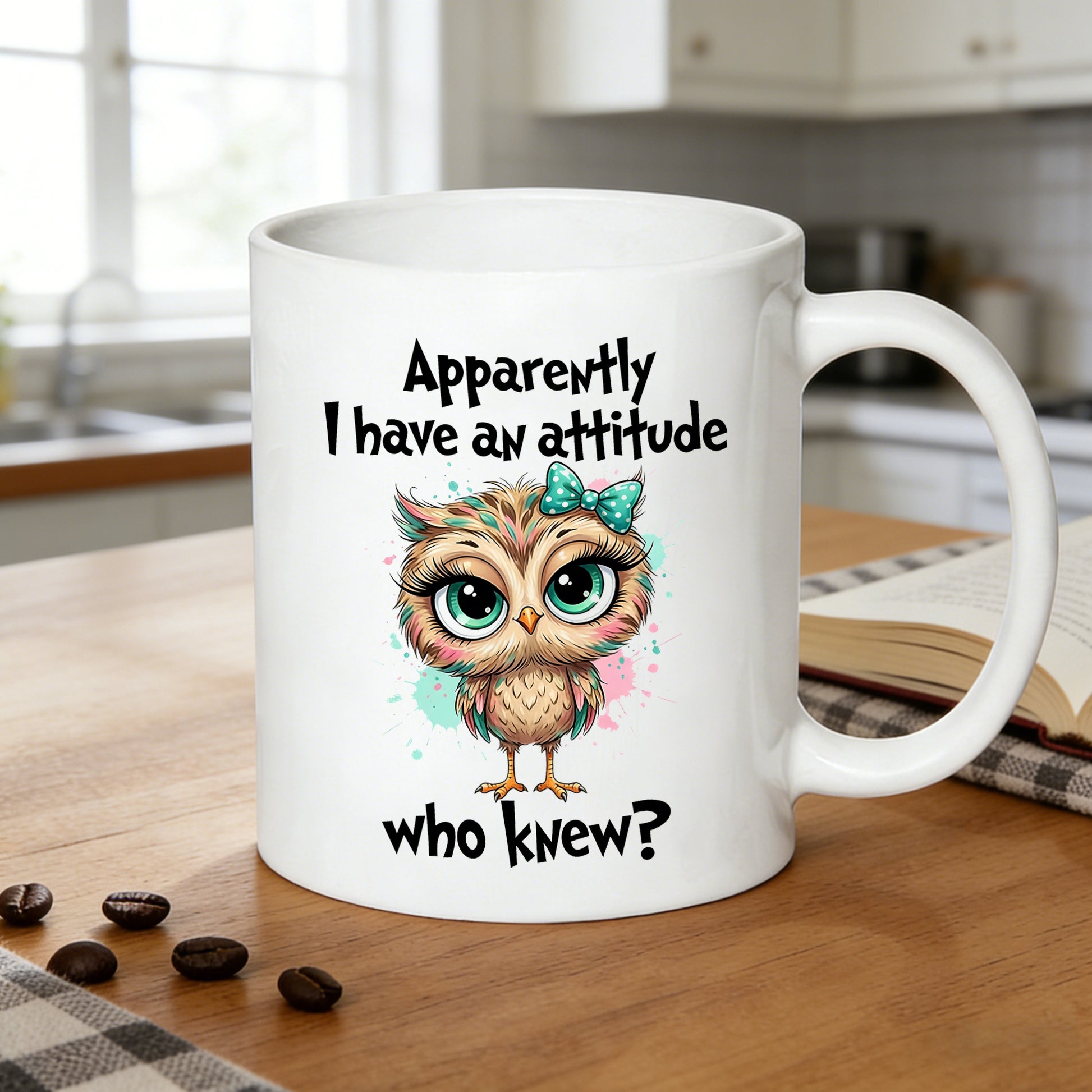 Tailorly White Ceramic 11 oz Mug - owl