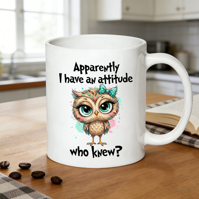 Tailorly White Ceramic 11 oz Mug - owl