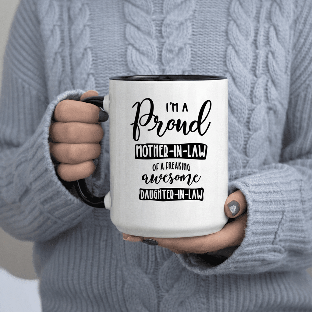 Tailorly Black Accent 11 oz Mug - Mother-in-Law of a Daughter-in-Law text