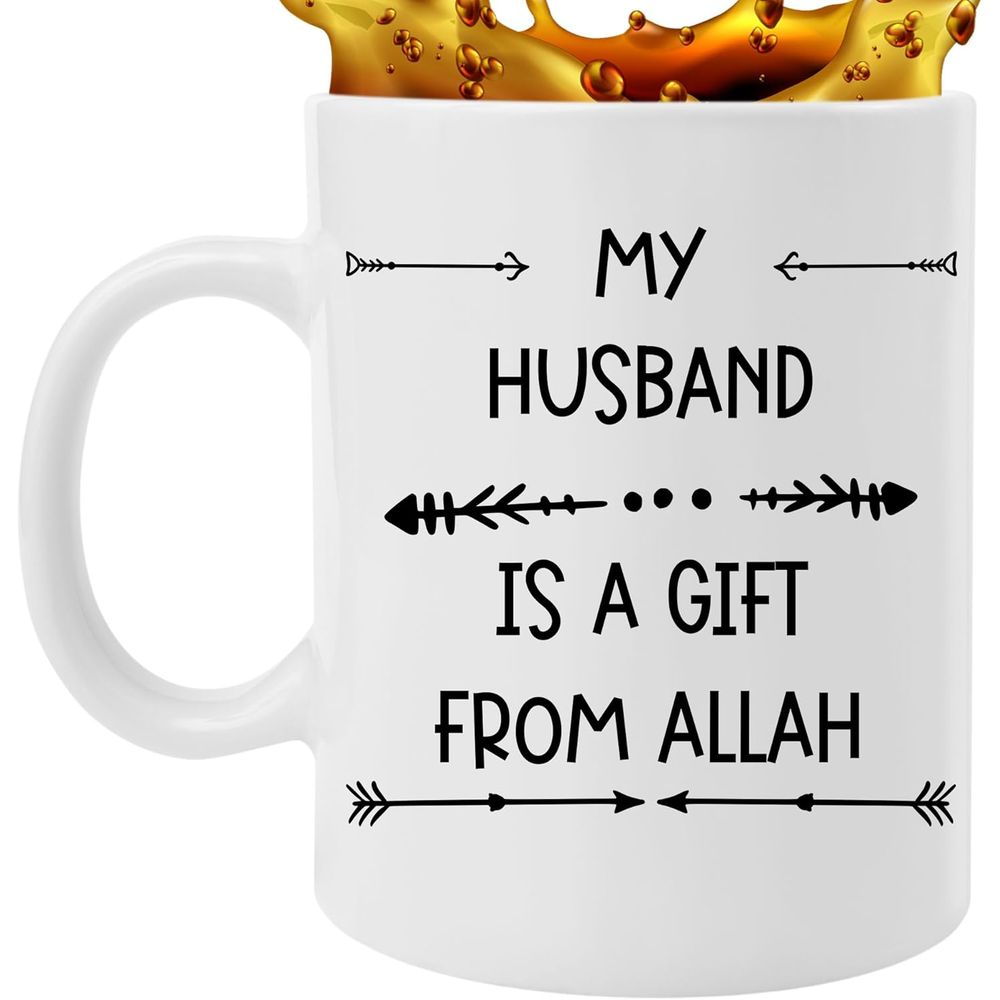 Tailorly White Ceramic 11 oz Mug - my husband from god islamic muslim humor gift for wife text