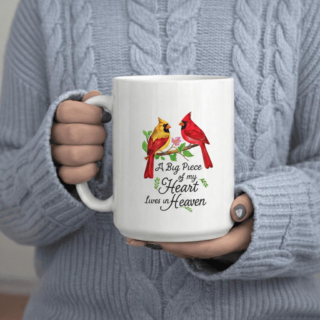 Tailorly White Ceramic 11 oz Mug - A Big Lives in Heaven Birds