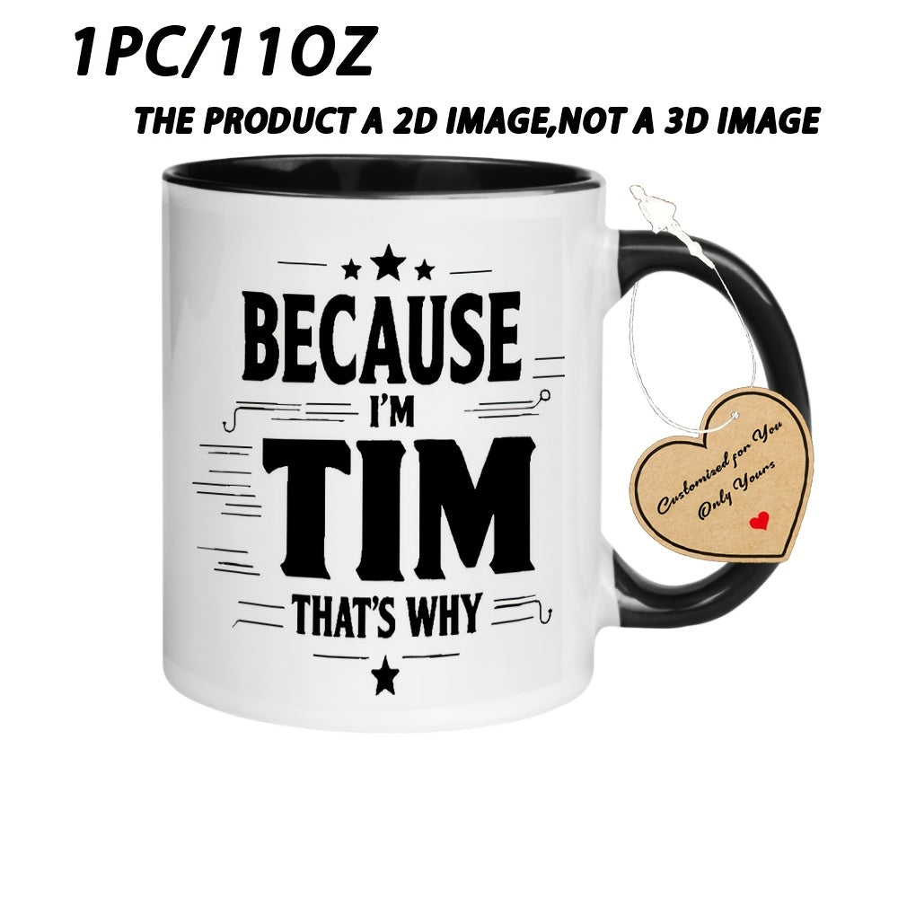 Tailorly Black Accent 11 oz Mug - 1pc TIM Mug 11 Ounce Holiday Gift for Restaurant and Business Birthday Gift Christmas Gift Summer Gift Gifts