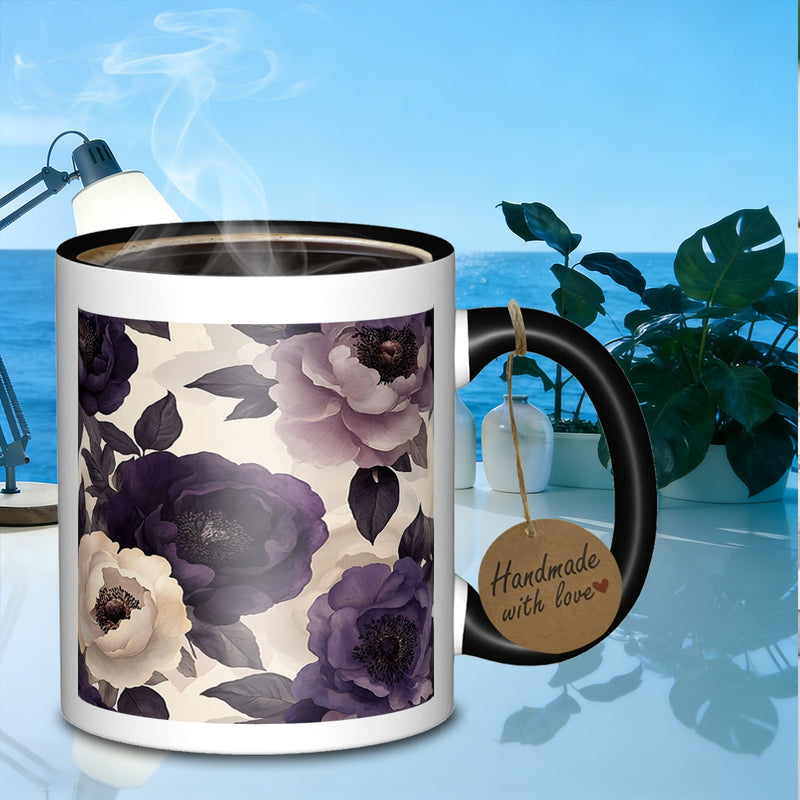 Tailorly Black Accent 11 oz Mug - floral arrangement